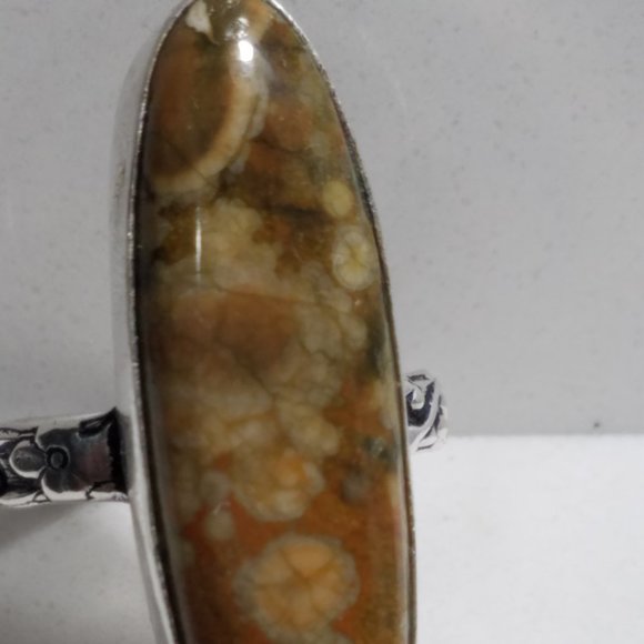 March BirthStone NATURAL MOLTED Jasper  Handmade Ring Marked SIZE 9 IMPRESSIVE - Picture 2 of 13